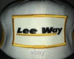 VTG LEE WAY 70s 80s USA Tri-Color Black White Gold Trucker Hat Cap Snapback RARE