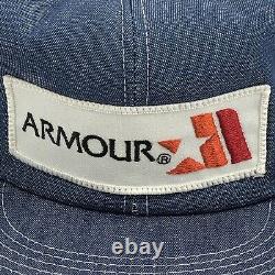 VTG NOS Denim Armour Foods Patch Trucker Hat Cap 80s Farm K Products Brand USA B