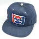 Vtg Pepsi Cola Patch Denim Snapback Trucker Hat Cap Made In Usa Soda Pop Ll
