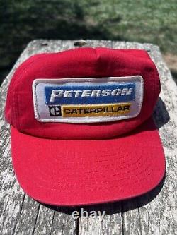 VTG Peterson Caterpillar Hat Rare Patch Red Snapback 70s Trucker Cap