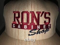 VTG RON'S CABINET SHOP 80s USA K-Products Wood Grain Trucker Hat Cap Snapback