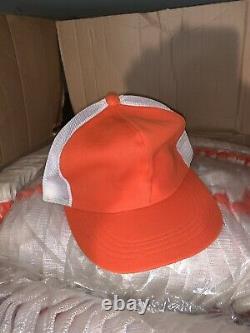 VTG Trucker Hat LOT of 50 Blank Orange Mesh Snapback Cap Polyester 80s Deadstock