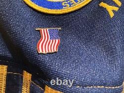 VTG United States Navy Patch 3 Stripe Snapback Hat Trucker Cap Made In USA