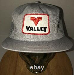 VTG VALLEY 80s USA K-Products Gray Trucker Hat Cap Snapback Feed Seed FARMING