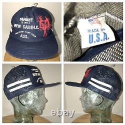 VTG YANKEE LIKE SADDLE CHAP ASS 70s 80s USA Side Stripes Trucker Hat Cap Snapbk
