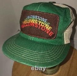 VTG YELLOWSTONE National Park 80s USA K-Brand Trucker Hat Cap Snapback RAINBOW