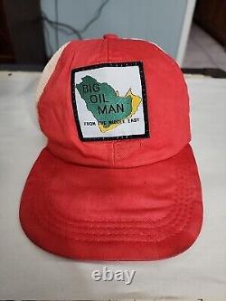 Vintage 1970's Trucker Hat Big Oil Man From The Middle East Cap Snapback Mesh