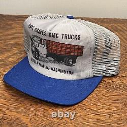 Vintage 1980s GMC Stake Truck Snapback Trucker Hat Cap Walla Walla WA NEVER WORN