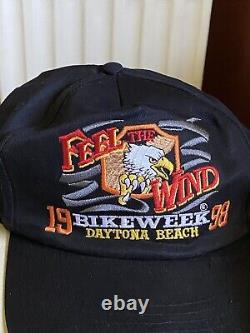 Vintage 1998 1999 Daytona Beach Bike Week Snapback Trucker Hat Cap lot & t-shirt