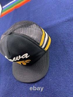 Vintage 3 STRIPE Trucker Hat Snapback Cap Yellow University Iowa Hawkeyes