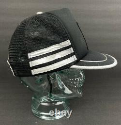 Vintage 3 Side Stripe Mesh Trucker Hat Snapback RARE Bunny Rabbit Patch Cap