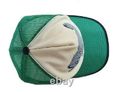Vintage 3 Stripe Bar Trucker Hat Bass Fishing Snapback Green Mesh Cap See Desc