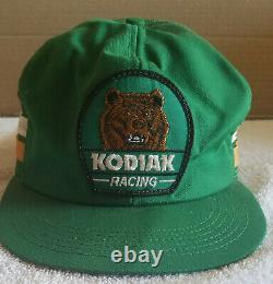 Vintage 3 stripe Kodiak Racing Hat Cap Snapback Mesh Patch Truckers K-Products