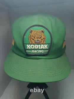 Vintage 3 stripe Kodiak Racing Hat Cap Snapback Mesh Patch Truckers K-Products