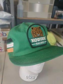 Vintage 3 stripe Kodiak Racing hat cap snapback mesh patch truckers K-Products