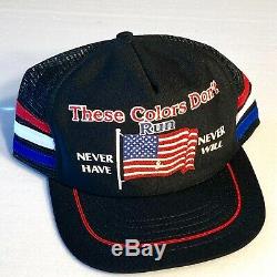 Vintage 70-80s THESE COLORS DON'T RUN Trucker AMERICA Hat SNAPBACK Baseball Cap