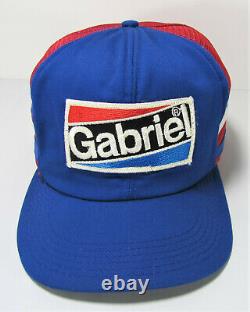 Vintage 70s 80s Gabriel Patch 3 Stripe Mesh Snapback Trucker Hat Cap Made In USA
