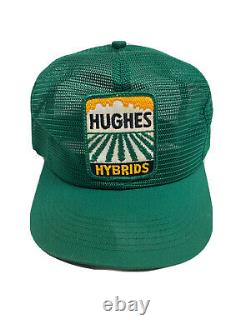 Vintage 70s 80s Hughes Hybrids Mesh Snapback Patch Trucker Farmer Hat Cap