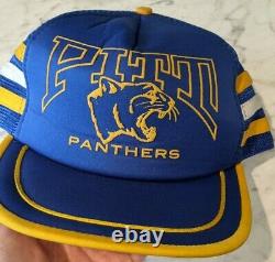 Vintage 70s 80s Pitt Panthers 3 Stripe Mesh Snapback Trucker Hat Cap NCAA new