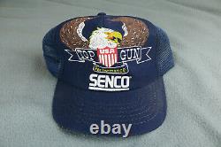 Vintage 70s 80s Senco Top Gun Eagle Mesh Snapback Trucker Hat Cap Made In USA