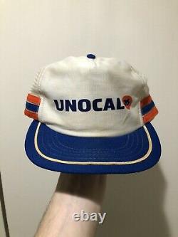 Vintage 70s 80s Unocal 76 3 Stripe Mesh Snapback Trucker Hat Cap Made In USA