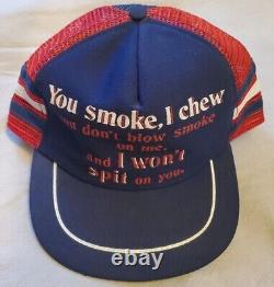 Vintage 80's 3 Stripe Snapback Trucker Hat you smoke, I chew