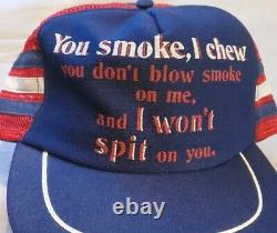 Vintage 80's 3 Stripe Snapback Trucker Hat you smoke, I chew