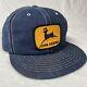 Vintage 80's John Deere Denim Snap Back Cap Patch Trucker Hat Louisville Mfg Usa