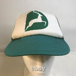 Vintage 80's John Deere RARE Big Logo Mesh Trucker Hat T. I. Taiwan Snapback Cap