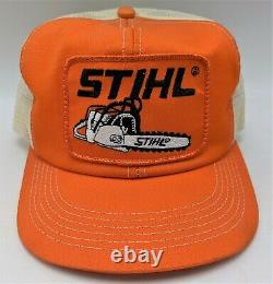 Vintage 80's K Products Stihl Large Patch Mesh Snapback Trucker Hat Cap USA