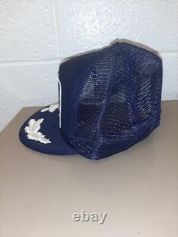 Vintage 80's TOP GUN Snapback Trucker Hat Cap Blue Mesh Navy Blue USA Maverick