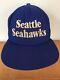 Vintage 80s 90s Seattle Seahawks Nfl Blue Adjustable Snap Back Trucker Hat Cap