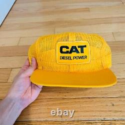 Vintage 80s CAT DIESEL POWER Snapback Mesh Hat Patch Caterpillar Trucker USA CAP
