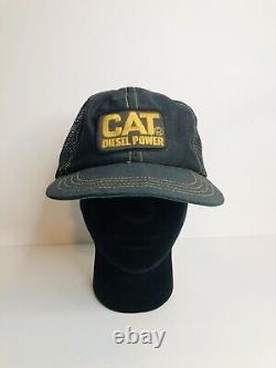 Vintage 80s CAT Diesel Power Patch Snapback Denim Trucker Hat Cap Louisville MFG