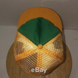 Vintage 80s FORD Truck Yellow Gold Green Trucker Hat Cap Snapback Patch USA Made