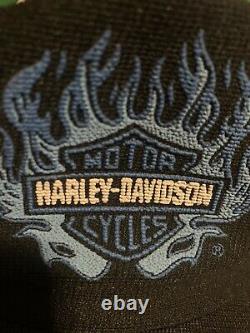 Vintage 80s Harley Davidson Flame Logo Snapback Trucker Hat Cap Made in USA-RARE