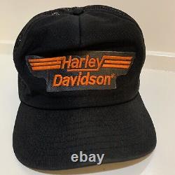 Vintage 80s Harley Davidson Hat Mesh Trucker SnapBack USA Made Mesh Biker Cap