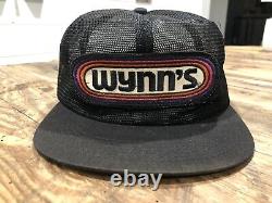 Vintage 80s K Products Wynn' auto racing Patch Mesh Snapback Trucker Hat Cap USA