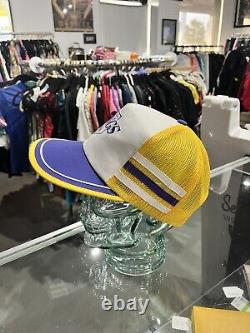 Vintage 80s NHL Los Angeles Kings 3 Stripe Multicolor Snapback Hat USA Made