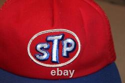 Vintage 80s STP Hat Mesh Trucker SnapBack USA Made Motor Oil Mesh Racing Cap