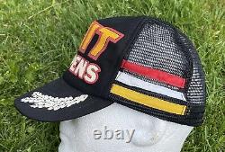 Vintage 80s Sht Happens Three Stripe Snapback Mesh Trucker Hat Cap USA Rare