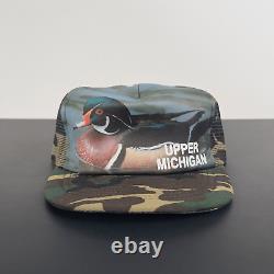 Vintage 80s Upper Michigan Camouflage Trucker Hat Pre-Owned USA Snapback Cap