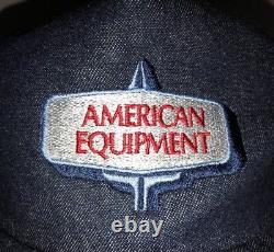 Vintage AMERICAN EQUIPMENT 80s USA Denim Trucker Hat Cap Snapback Custom Image