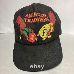 Vintage American Tradition Trucker Hat Cap Rooster Graphics USA Snapback