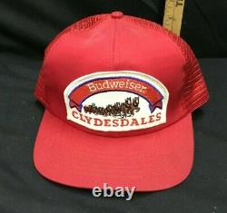Vintage BUDWEISER BEER Clydesdale Snap Back Mesh Back Trucker Hat Cap