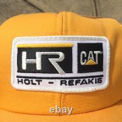 Vintage CAT HR Holt Refakis Hat Cap Snapback Patch Tractor Farmer Trucker USA