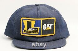 Vintage CAT Louisiana Machinery Denim Snapback Trucker Patch Hat Cap USA RARE