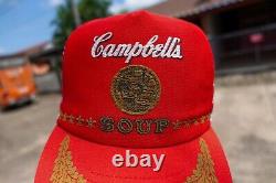 Vintage Campbell Soup 3 stripe Trucker Mesh Snapback hat cap