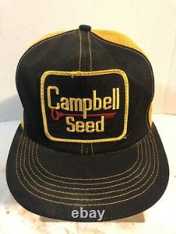 Vintage Campbell Trucker Hat Snapback Cap Patch K Brand Product USA Farm