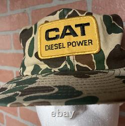 Vintage Caterpillar Hat CAT Diesel Power Camo Trucker Snapback Cap 80s USA Made